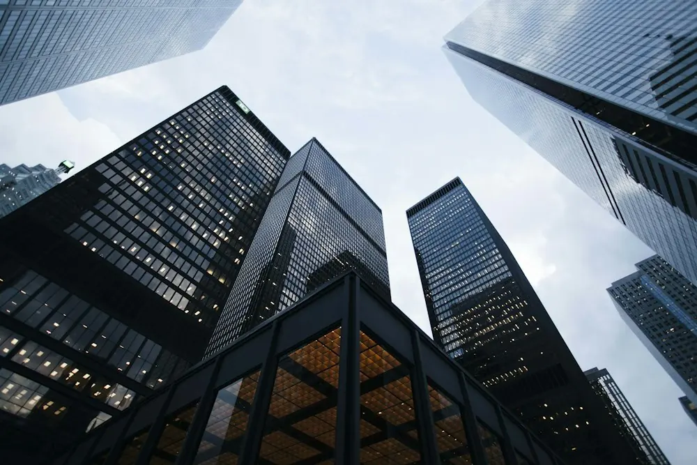 Glass towers of a business district